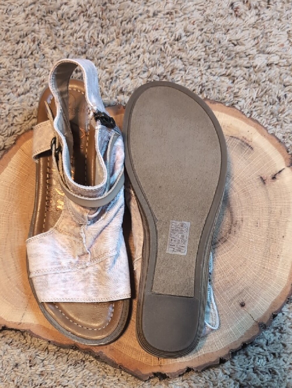 Blowfish Malibu Canvas Ruched Peep Toe Bootie Buckle Lagenlook Sandals NWT - Picture 7 of 14